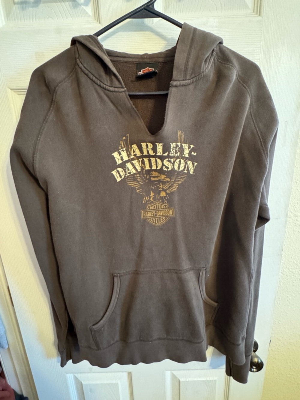 Harley-Davidson Brown Hooded Sweatshirt with Gold Logo